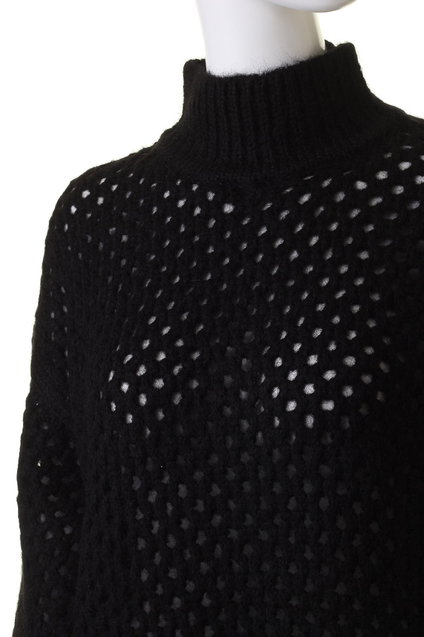 CLANE(クラネ)｜DOT MESH MOHAIR OVER KNIT TOPS/ニット/BLACK の通販