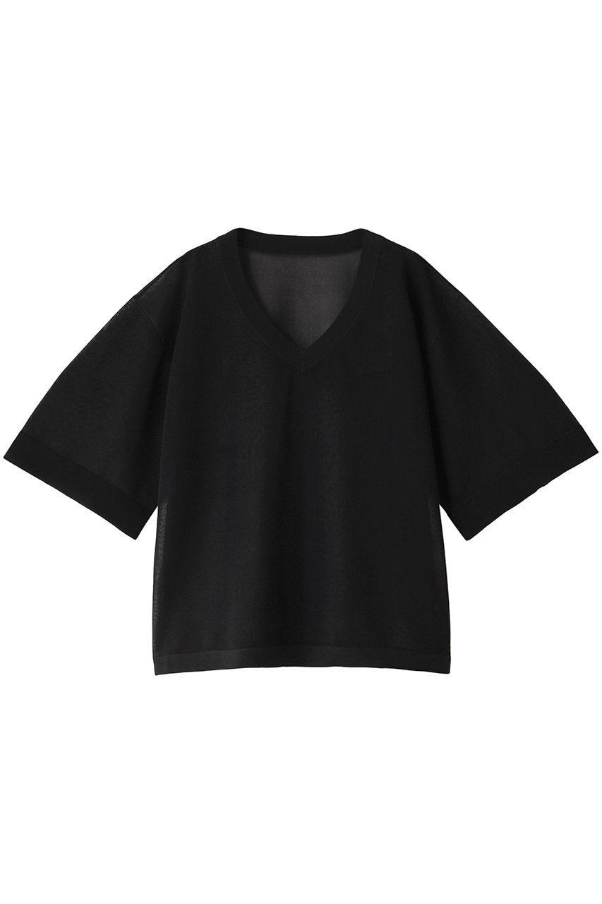 クラネ/CLANEのSHEER  VNECK KNIT TOPS/トップス(BLACK/16106-2152)