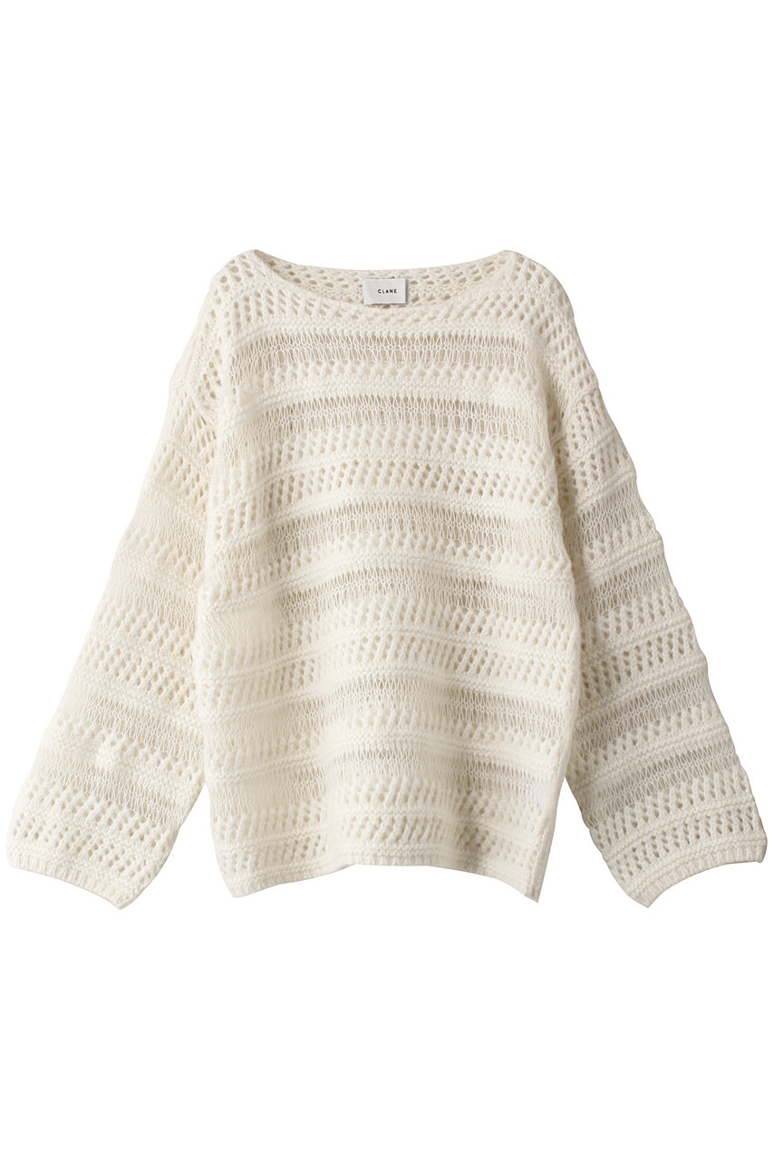 クラネ/CLANEのSHEER BORDER MOHAIR KNIT ニット/セーター(IVORY/17106-2042)