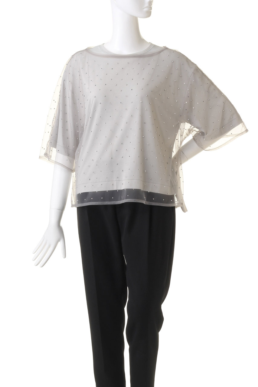 CLANE(クラネ)|RHINESTONE SHEER TOPS Tシャツ/カットソー/GRAY CLANE(クラネ)|RHINESTONE SHEER TOPS Tシャツ/カットソー/GRAY