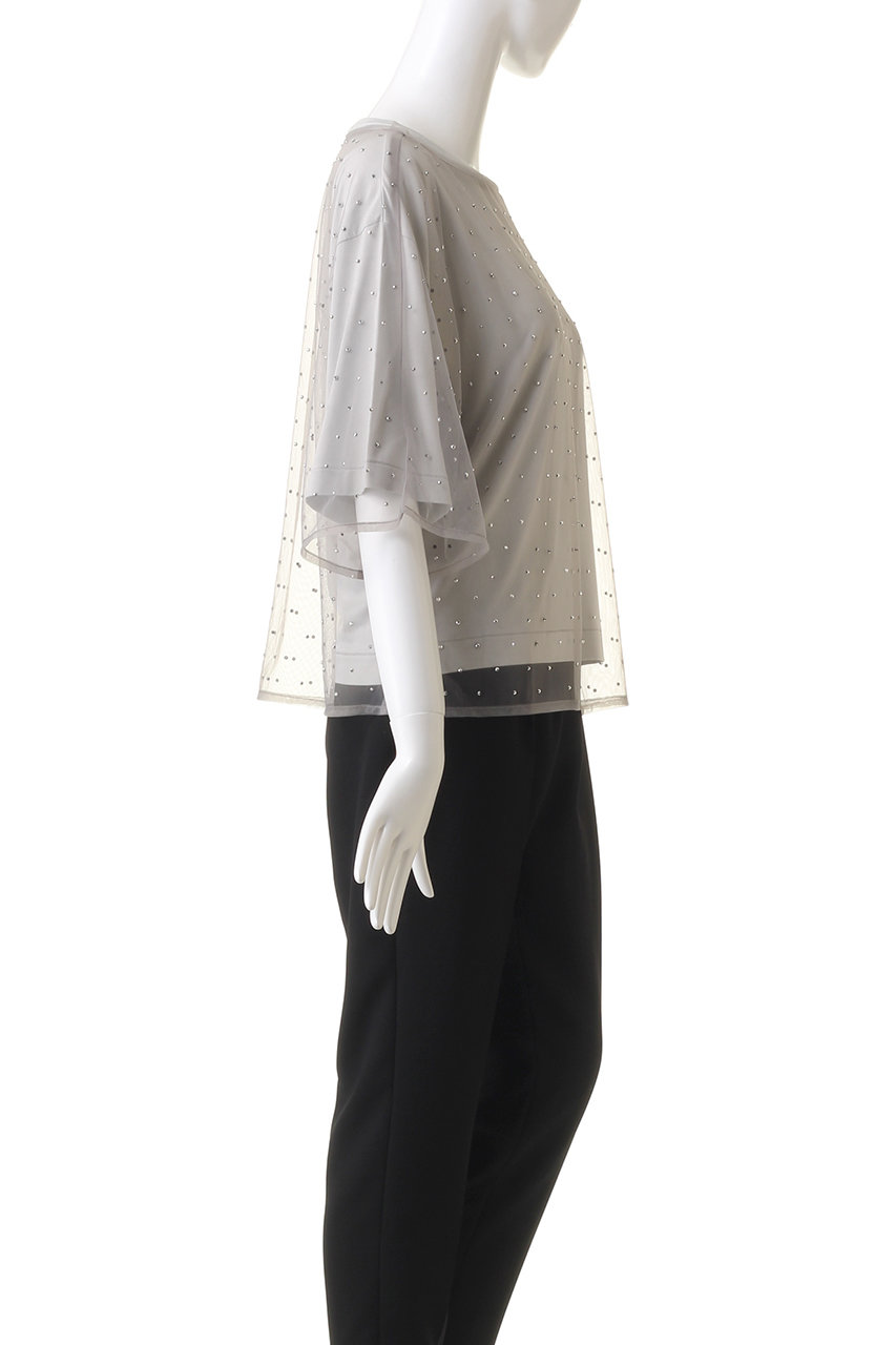 CLANE(クラネ)|RHINESTONE SHEER TOPS Tシャツ/カットソー/GRAY CLANE(クラネ)|RHINESTONE SHEER TOPS Tシャツ/カットソー/GRAY