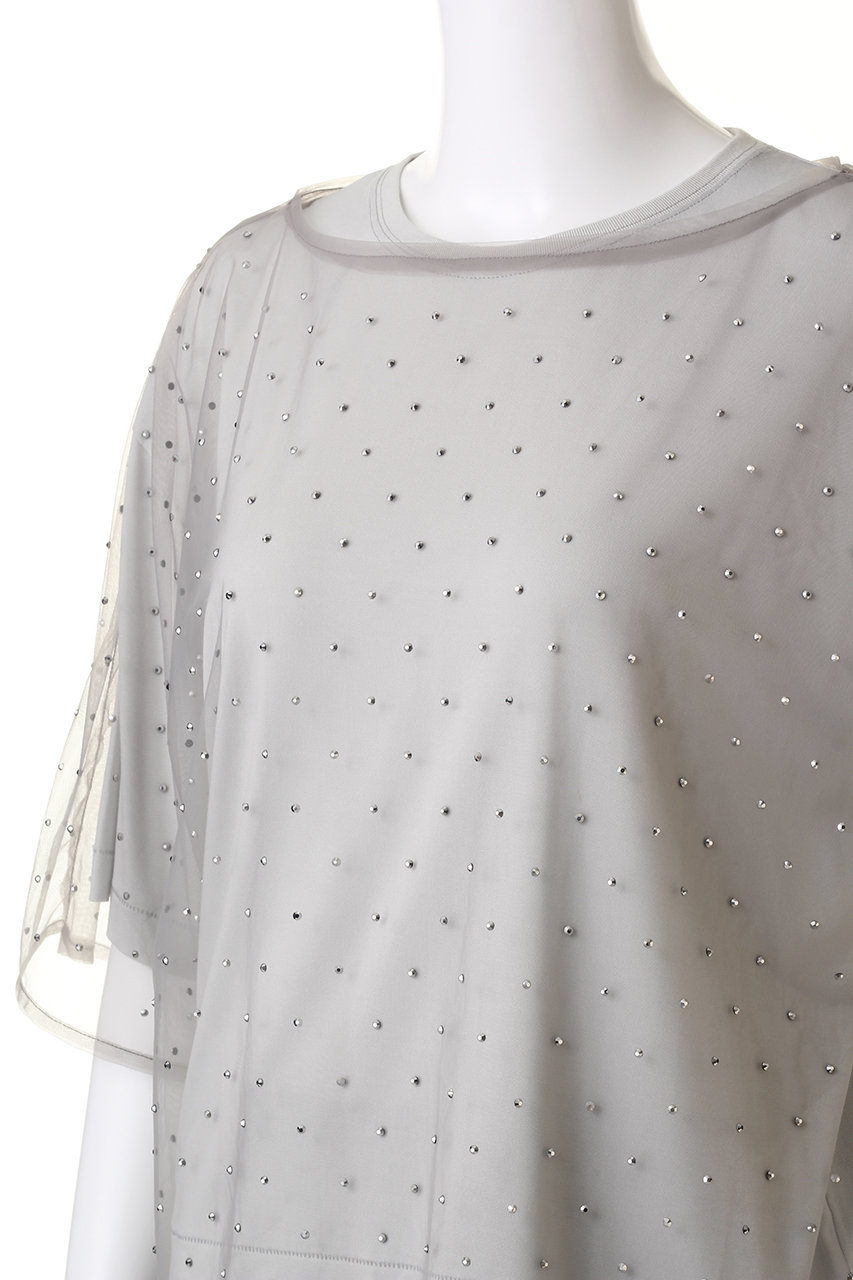 CLANE(クラネ)|RHINESTONE SHEER TOPS Tシャツ/カットソー/GRAY CLANE(クラネ)|RHINESTONE SHEER TOPS Tシャツ/カットソー/GRAY
