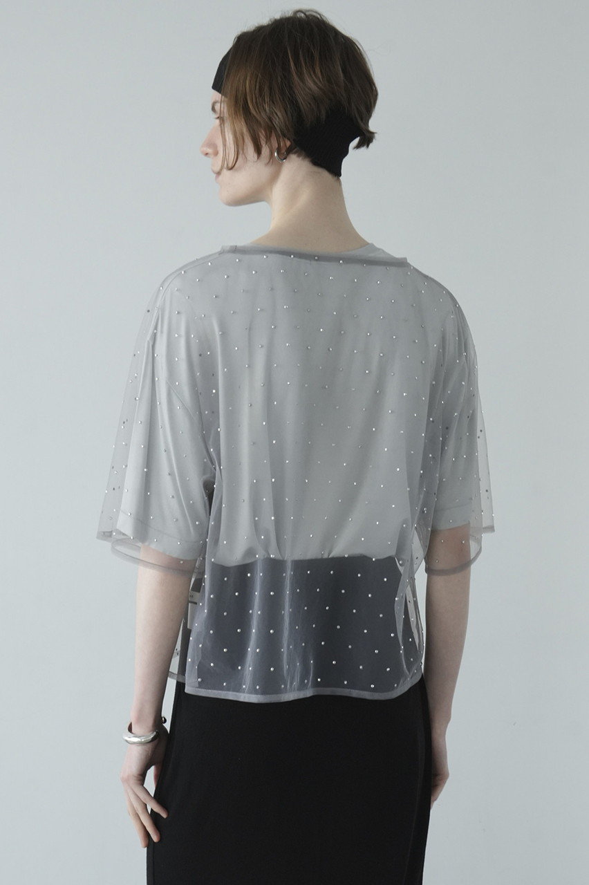 CLANE(クラネ)|RHINESTONE SHEER TOPS Tシャツ/カットソー/GRAY CLANE(クラネ)|RHINESTONE SHEER TOPS Tシャツ/カットソー/GRAY