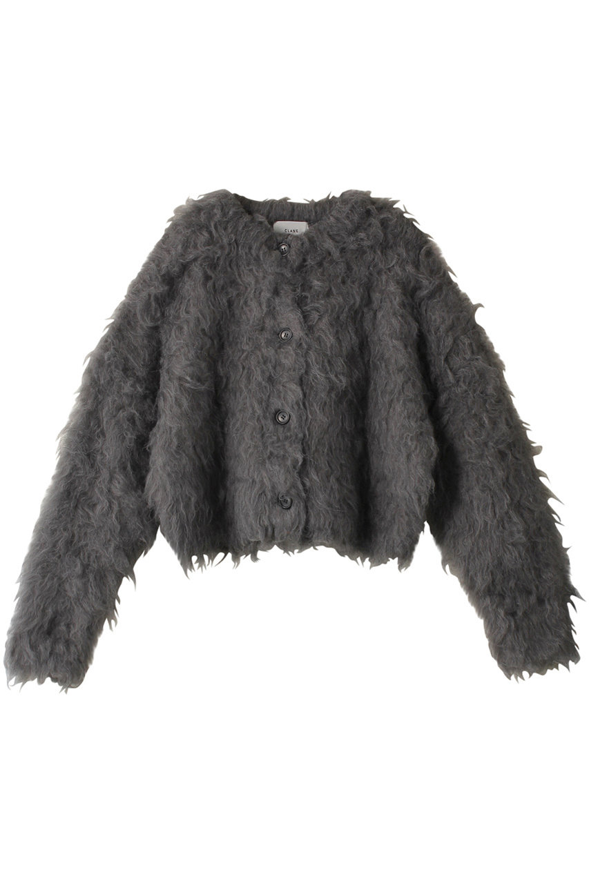 クラネ/CLANEのSHAGGY SHORT KNIT CARDIGAN ニット/セーター(CHARCOAL GRAY/17106-2102)