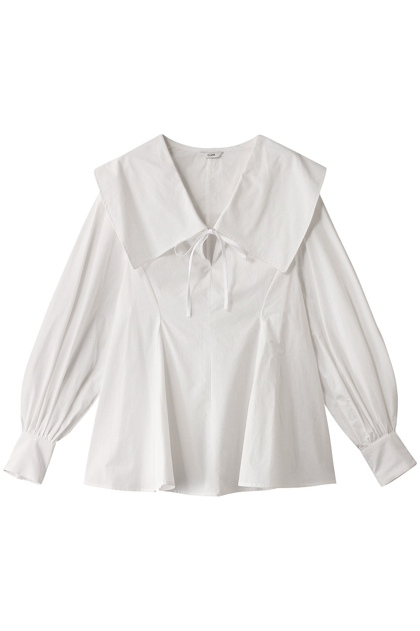 クラネ/CLANEのBIG COLLAR DRAWSTRING BLOUSE/シャツ(WHITE/18122-4012)