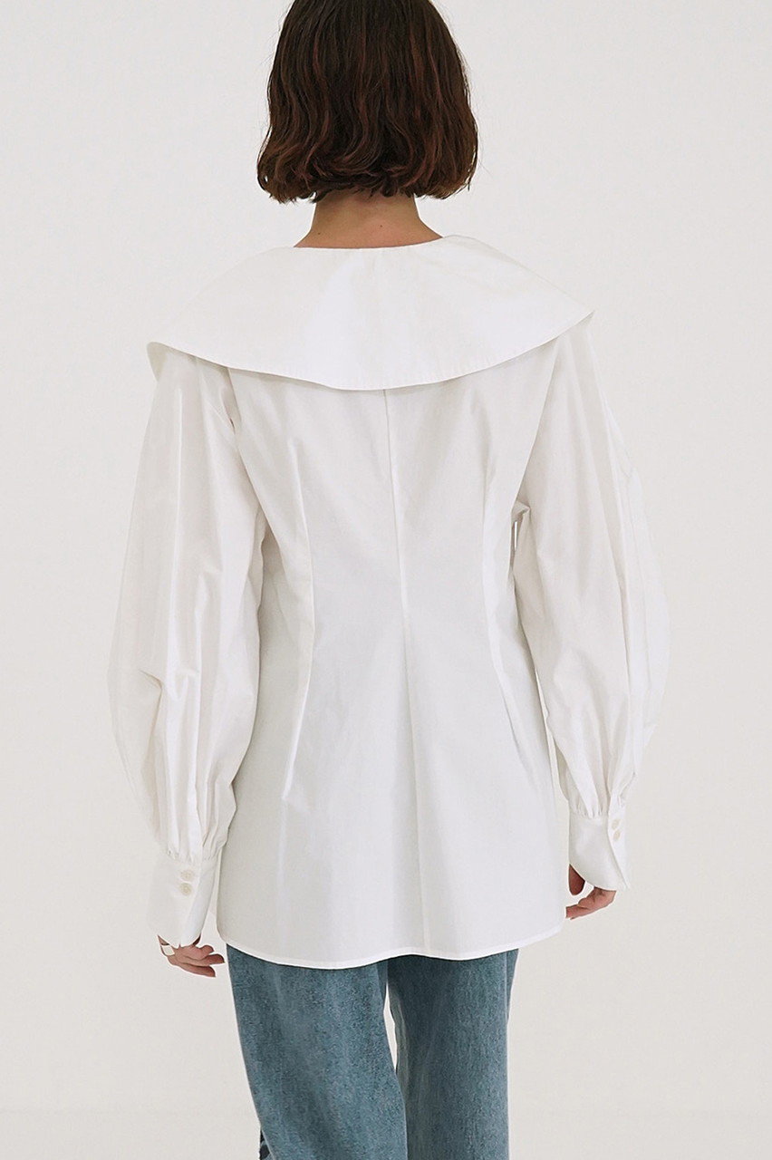 CLANE(クラネ)｜BIG COLLAR DRAWSTRING BLOUSE/シャツ/WHITE の