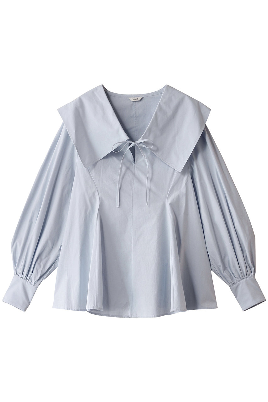 クラネ/CLANEのBIG COLLAR DRAWSTRING BLOUSE/シャツ(SAX/18122-4012)