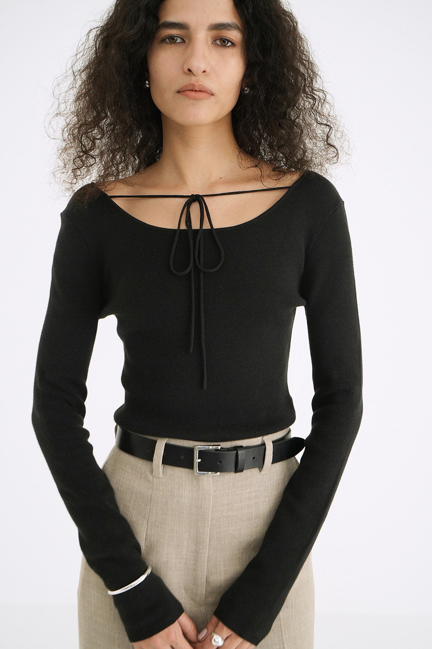 CLANE ARRANGE RIBBON KNIT TOPS