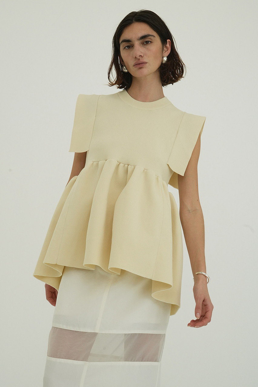 CLANE(クラネ)｜SQUARE SELEEVE GATHER KNIT TOPS/ニット/IVORY