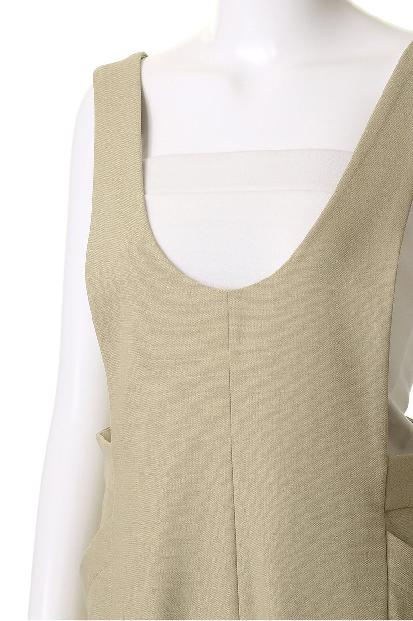 CLANE(クラネ)｜DEEP U NECK SALOPETTE/サロペット/BEIGE の通販