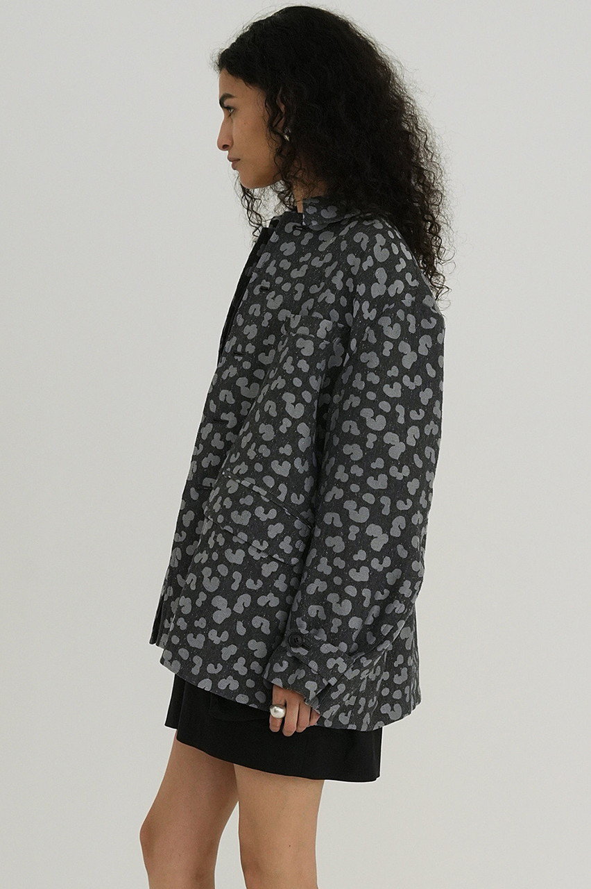 CLANE(クラネ)｜LINEN LEOPARD JACKET/ジャケット/BLACK の通販