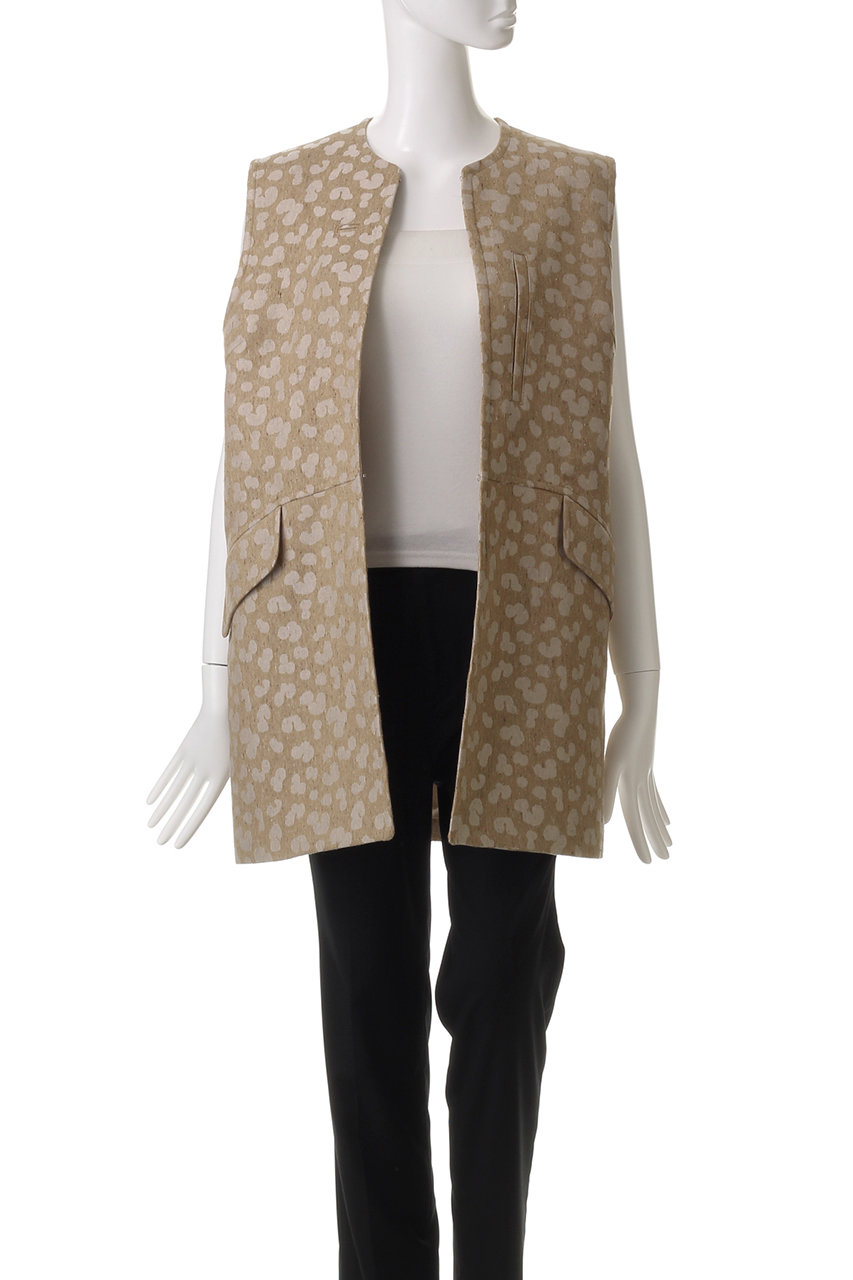 CLANE クラネ　LEOPARD LONG GILET CLANE(クラネ)｜LINEN LEOPARD GILET/ジレ・ベスト/BEIGE の通販