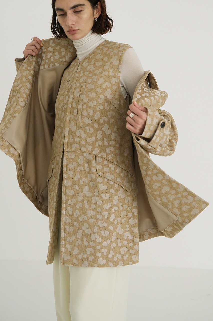 CLANE クラネ　LEOPARD LONG GILET CLANE(クラネ)｜LINEN LEOPARD GILET/ジレ・ベスト/BEIGE の通販