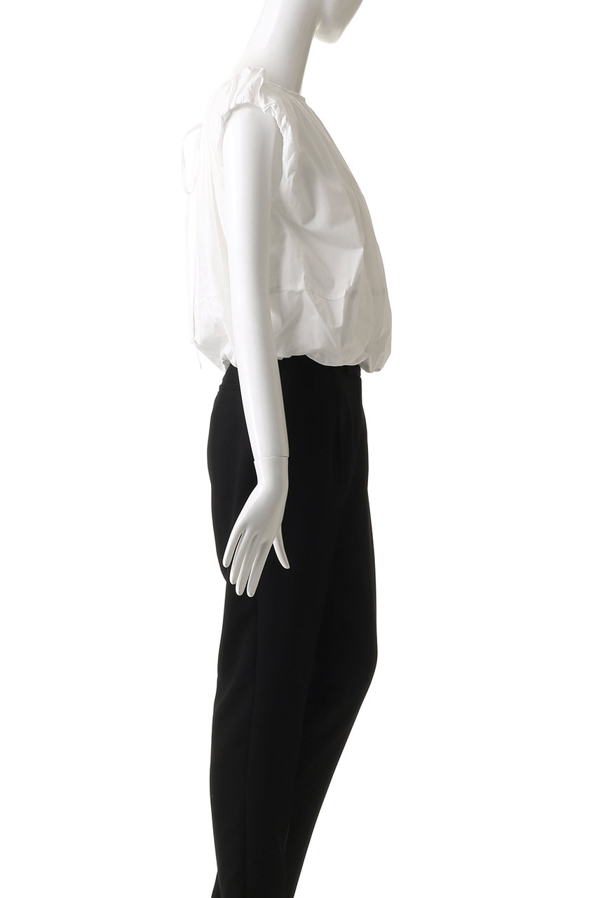 CLANE(クラネ)｜W FACE SLEEVELESS RIBBON TOPS/ブラウス/WHITE