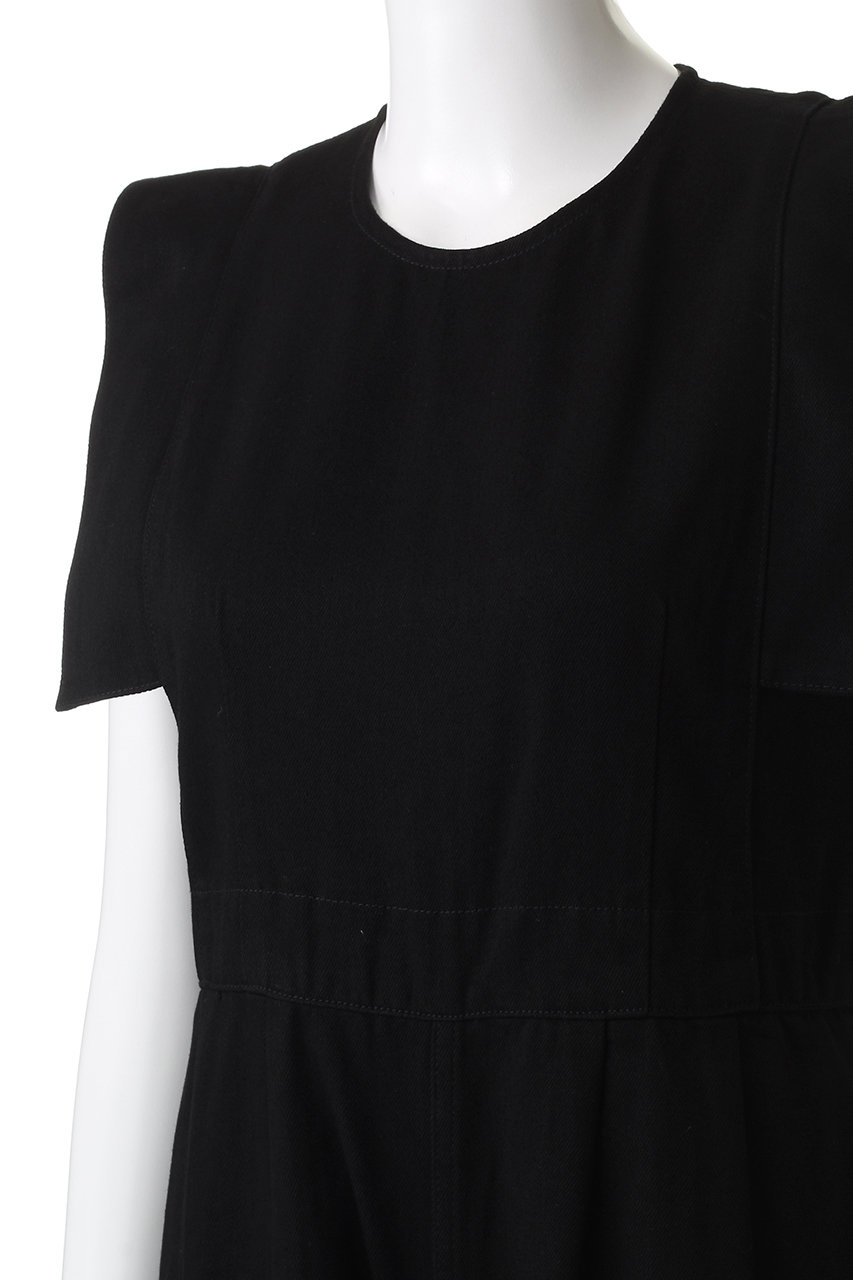 CLANE(クラネ)｜SQUARE SLEEVE DENIM ALL IN ONE/ワンピース/BLACK の