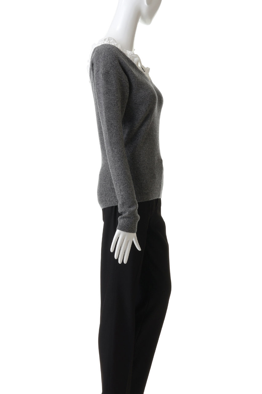 CLANE チャコールグレーサイズ2 CLANE(クラネ)｜2WAY FRILL V NECK KNIT TOPS/ニット/GRAY の