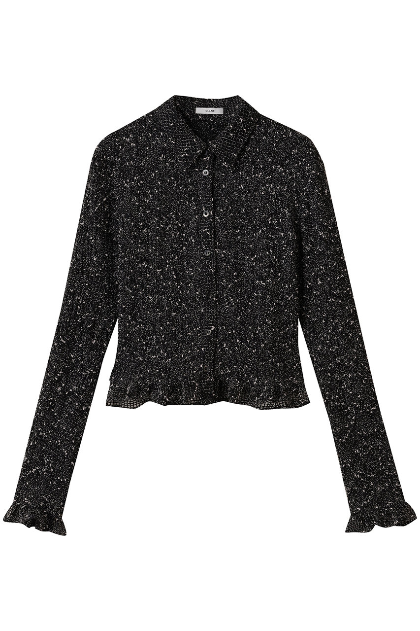 CLANE MIX MESH GATHER SHIRT/シャツ/ブラウス (BLACK, 2) クラネ ELLE SHOP CLANE MIX MESH GATHER SHIRT/シャツ/ブラウス (BLACK, 2) クラネ ELLE SHOP