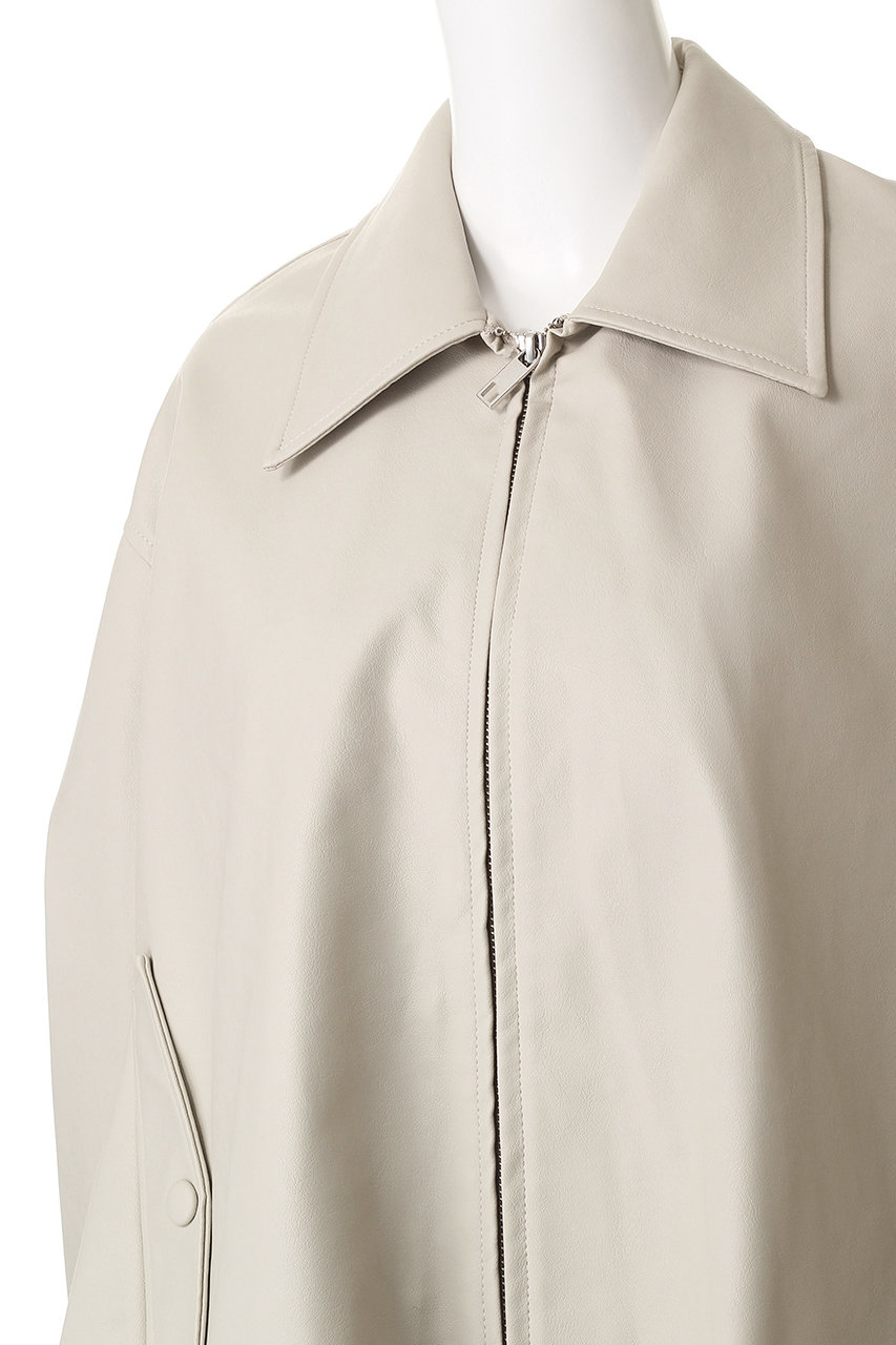 FAKE LEATHER BALLOON JACKET CLANE アイボリー1 CLANE - フェイクレザーバルーンジャケット - FAKE LEATHER BALLOON