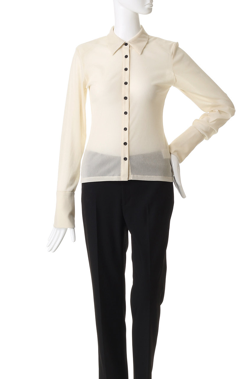 CLANE(クラネ)｜TULLE FLOCKY POLO SHIRTS/IVORY の通販