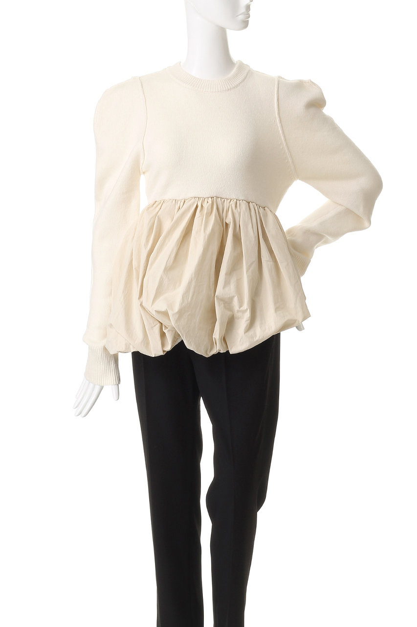 CLANE(クラネ)｜DOCKING POWERSHOULDER KNIT TOPS/IVORY の通販