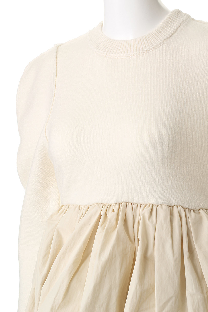 CLANE(クラネ)｜DOCKING POWERSHOULDER KNIT TOPS/IVORY の通販