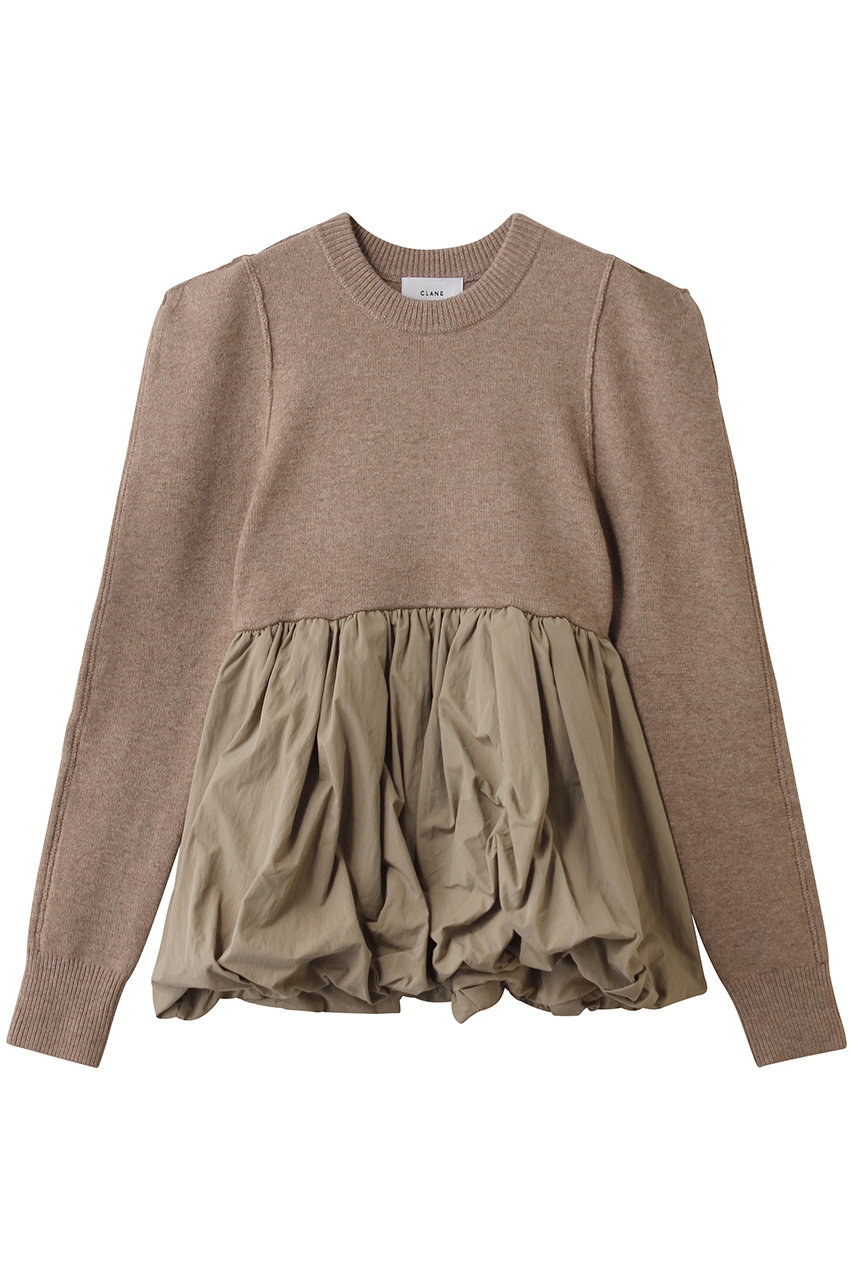 クラネ/CLANEのDOCKING POWERSHOULDER KNIT TOPS(BEIGE/19106-2382)