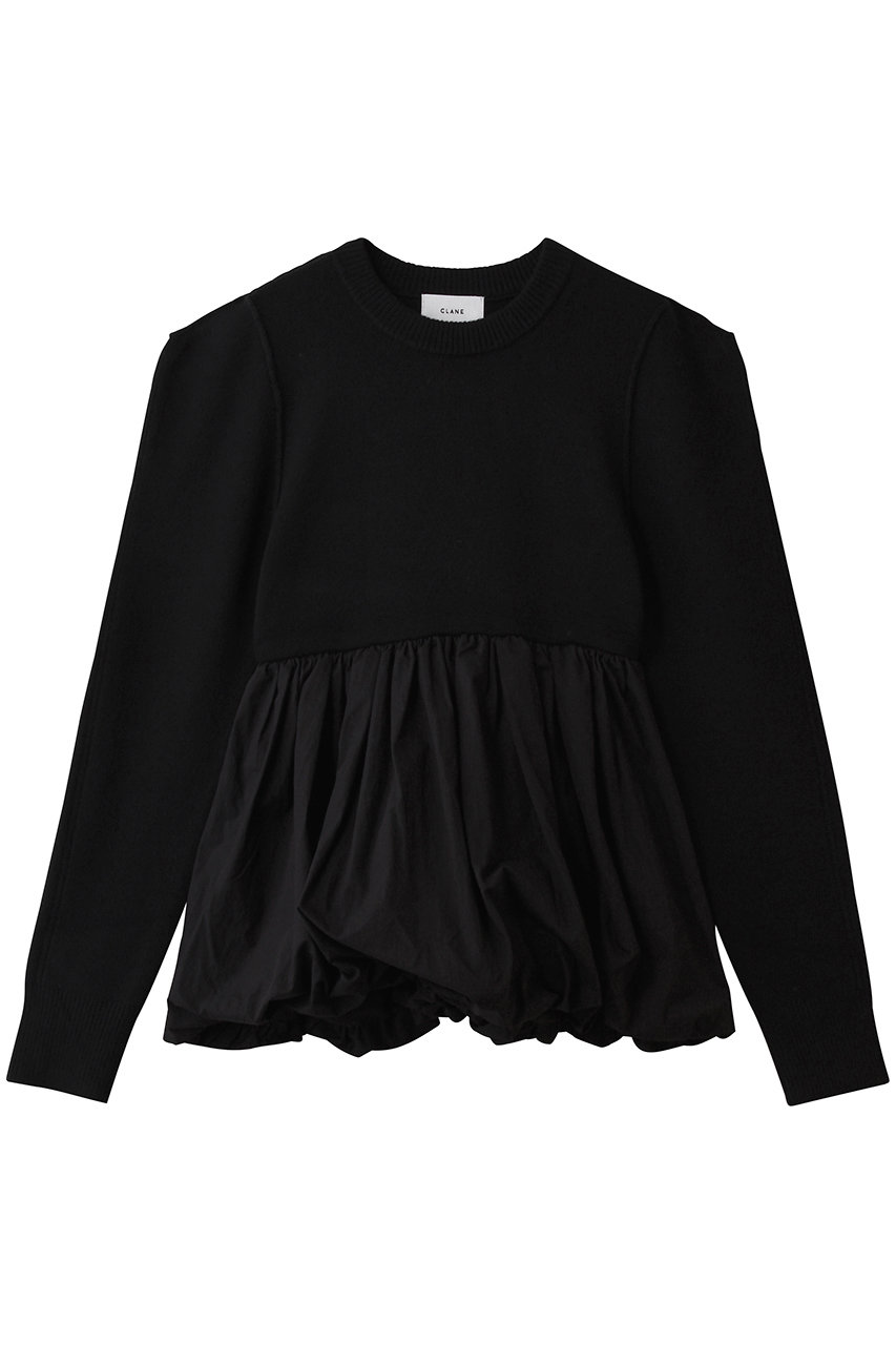 クラネ/CLANEのDOCKING POWERSHOULDER KNIT TOPS(BLACK/19106-2382)