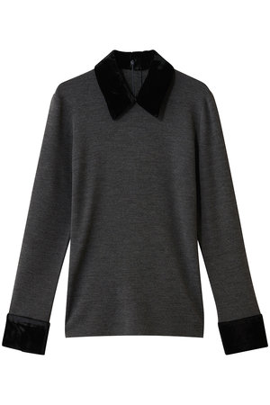 VELOR COLLAR KNIT TOPS