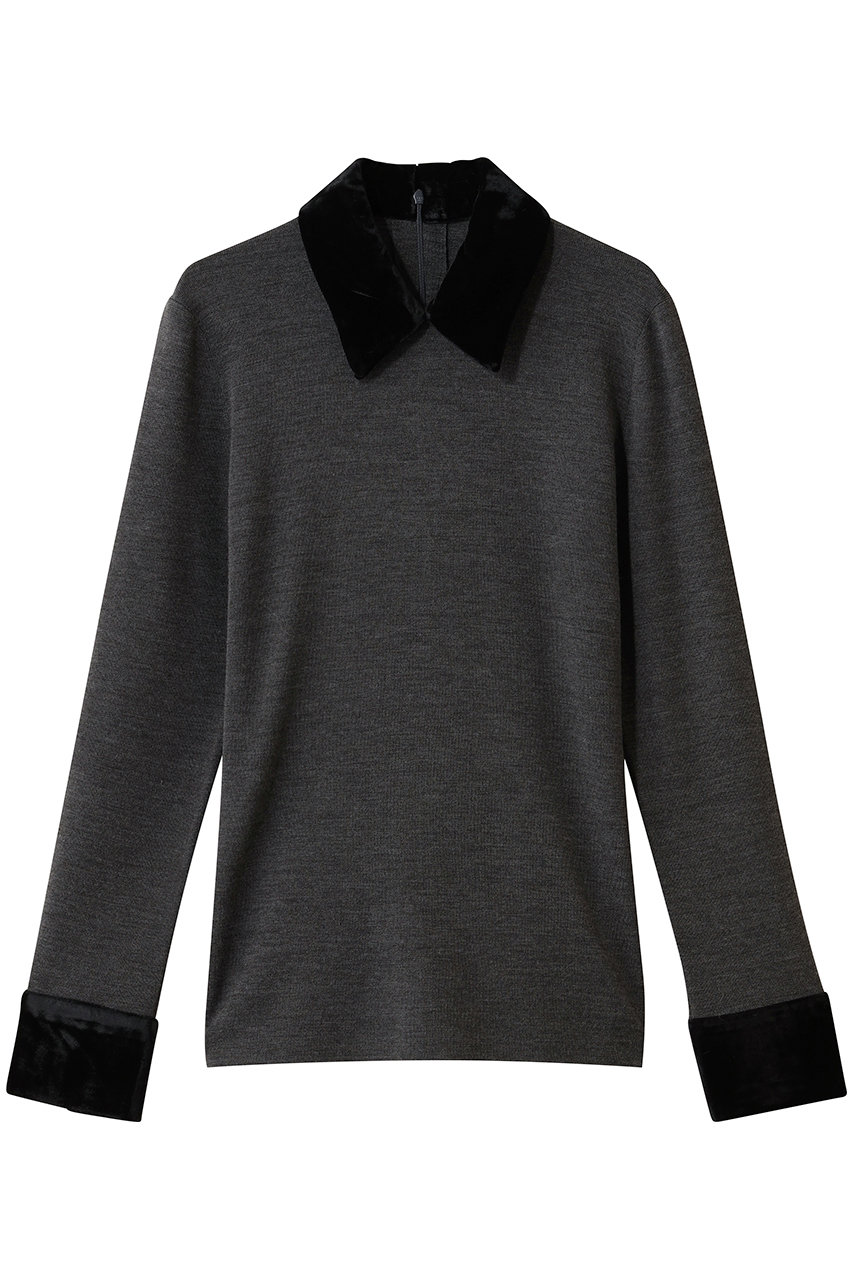 クラネ/CLANEのVELOR COLLAR KNIT TOPS(GRAY/19106-2432)