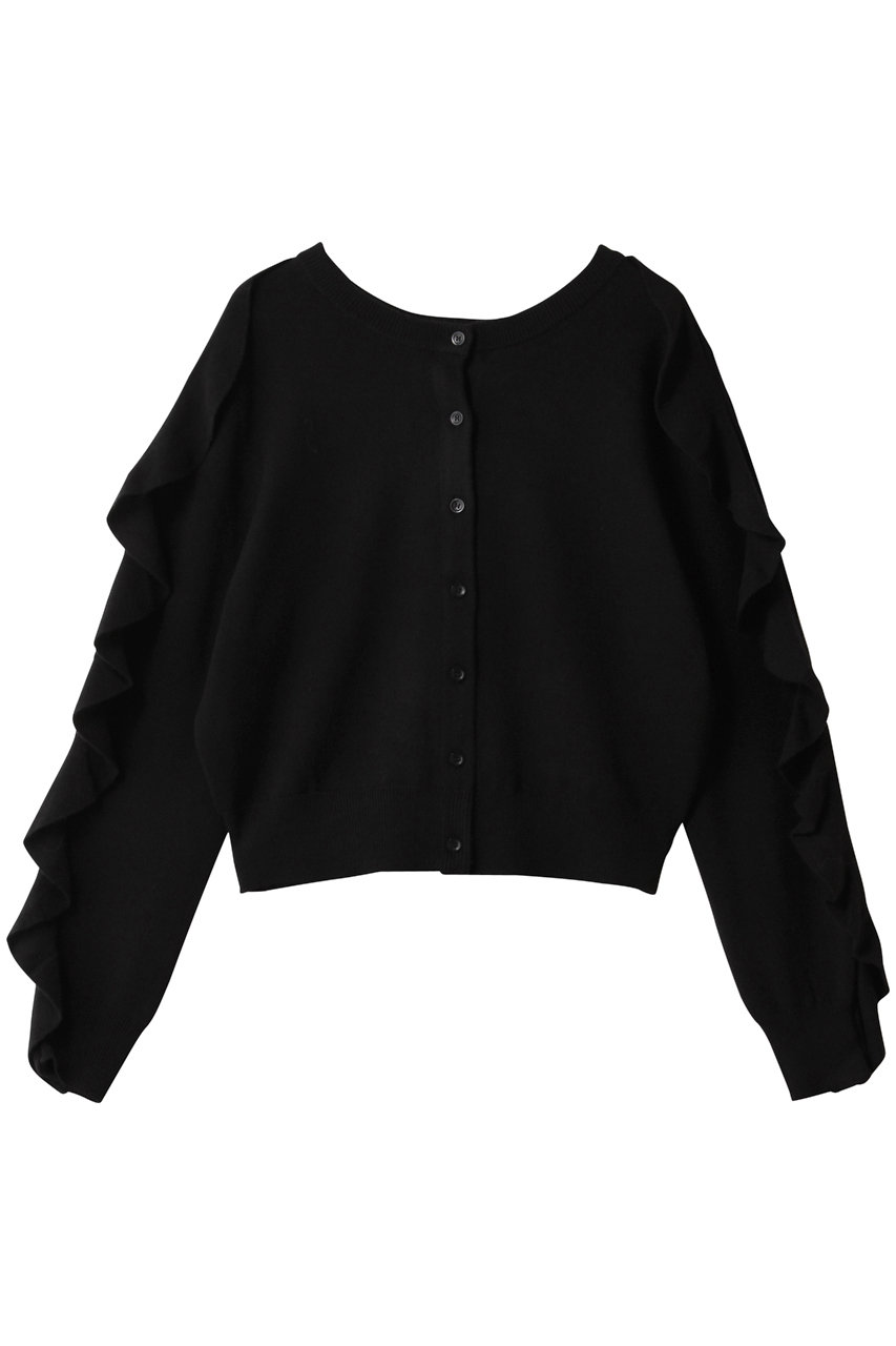 クラネ/CLANEのW FACE SHOULDER FRILL KNIT CARDIGAN(BLACK/19106-2232)