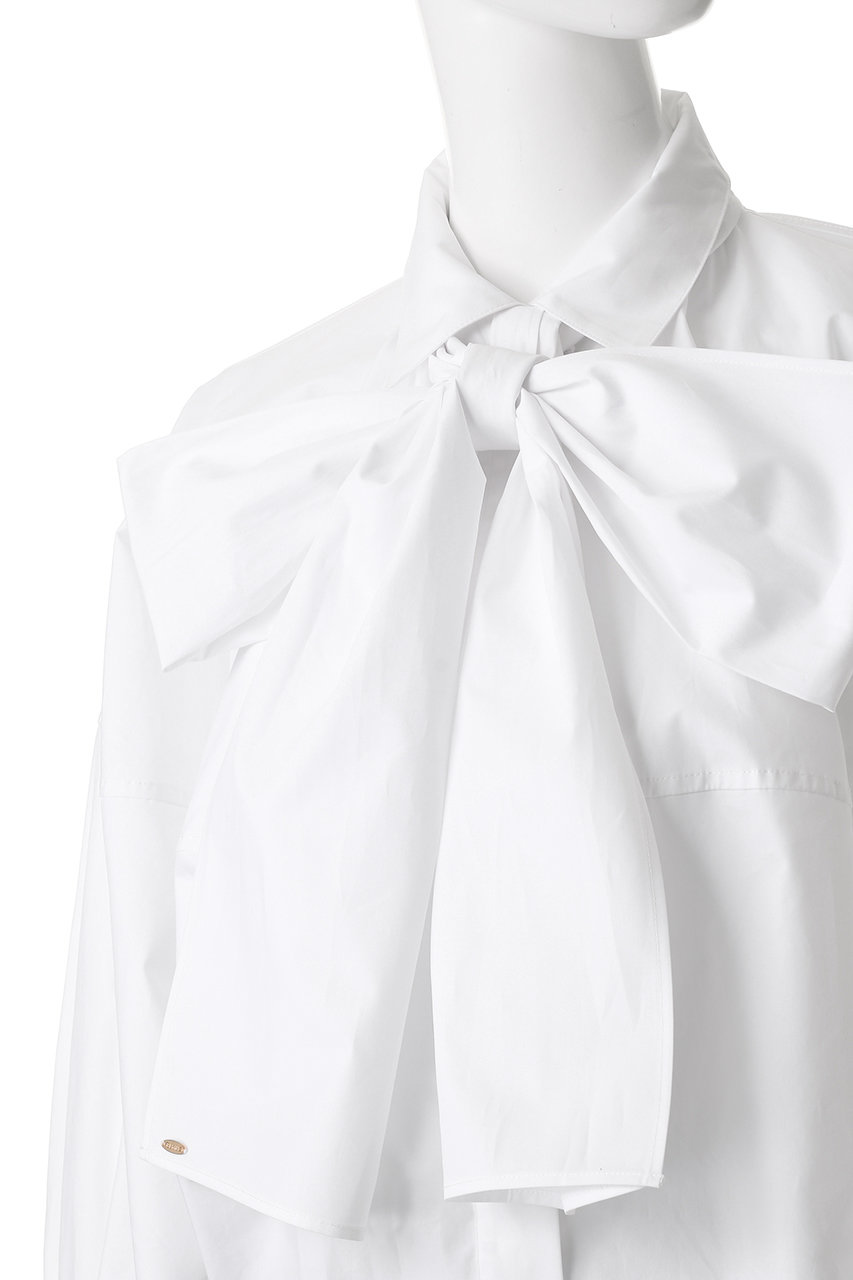 CLANE(クラネ)｜RIBBON TIED COMPACT SHIRTS シャツ/ブラウス/WHITE の