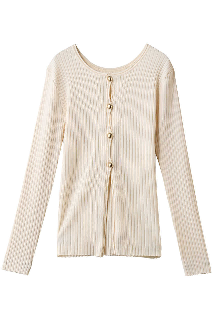 クラネ/CLANEのW FACE GOLD BUTTON KNIT TOPS ニット/セーター(IVORY/10106-2033)