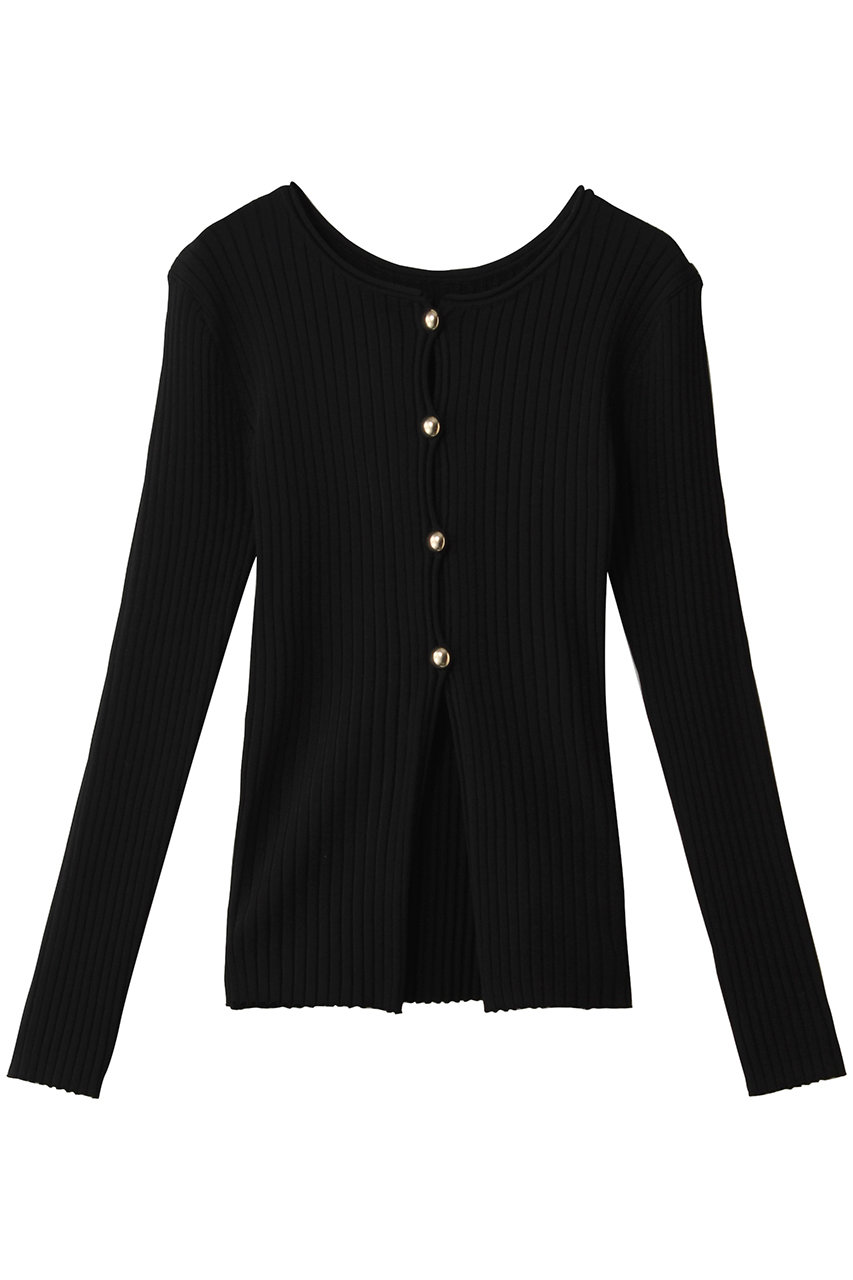 クラネ/CLANEのW FACE GOLD BUTTON KNIT TOPS ニット/セーター(BLACK/10106-2033)