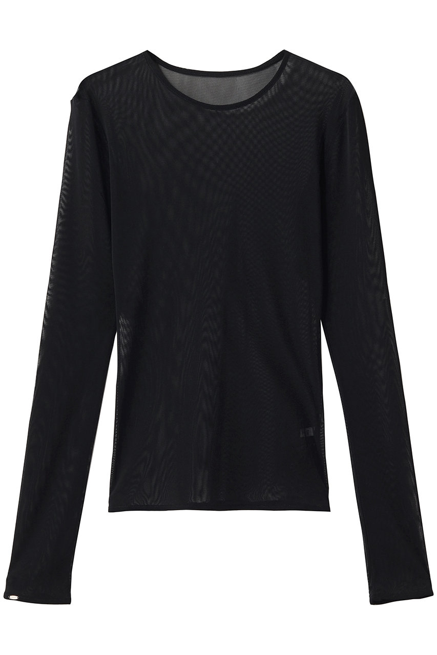 クラネ/CLANEのSHEER TULLE TOPS Tシャツ/カットソー(BLACK/10105-1073)