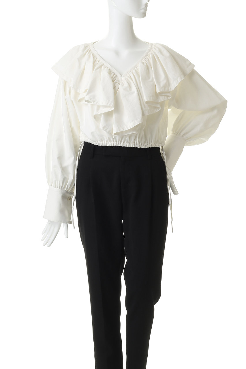 CLANE(クラネ)｜FRILL COLLAR SHORT BLOUSE シャツ/ブラウス/WHITE の