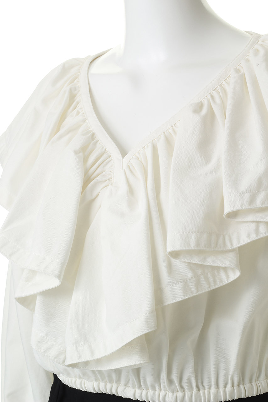 CLANE(クラネ)｜FRILL COLLAR SHORT BLOUSE シャツ/ブラウス/WHITE の