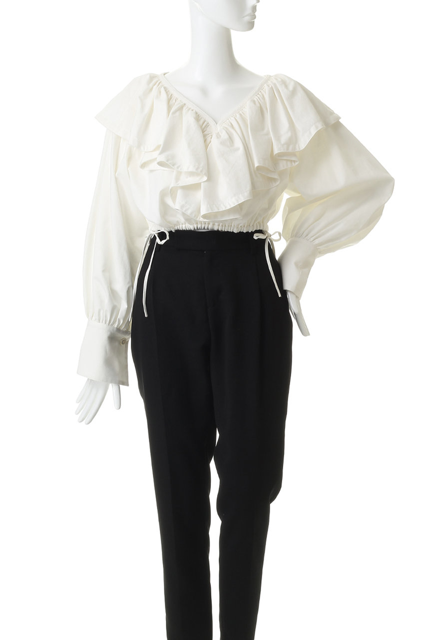CLANE(クラネ)｜FRILL COLLAR SHORT BLOUSE シャツ/ブラウス/WHITE の