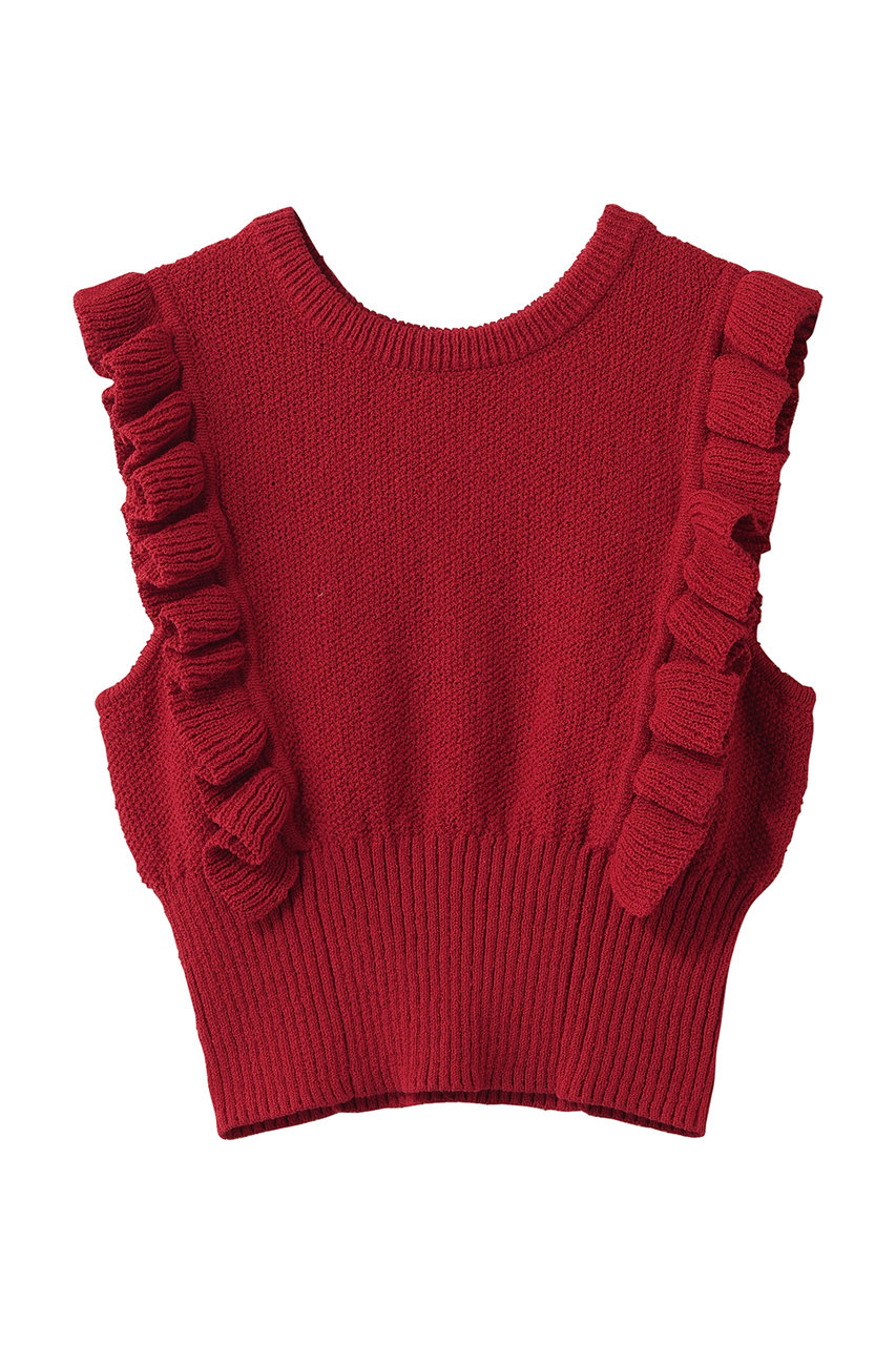 CLANE FRILL SLEEVE KNIT TOPS ニット/セーター (RED, 1) クラネ ELLE SHOP