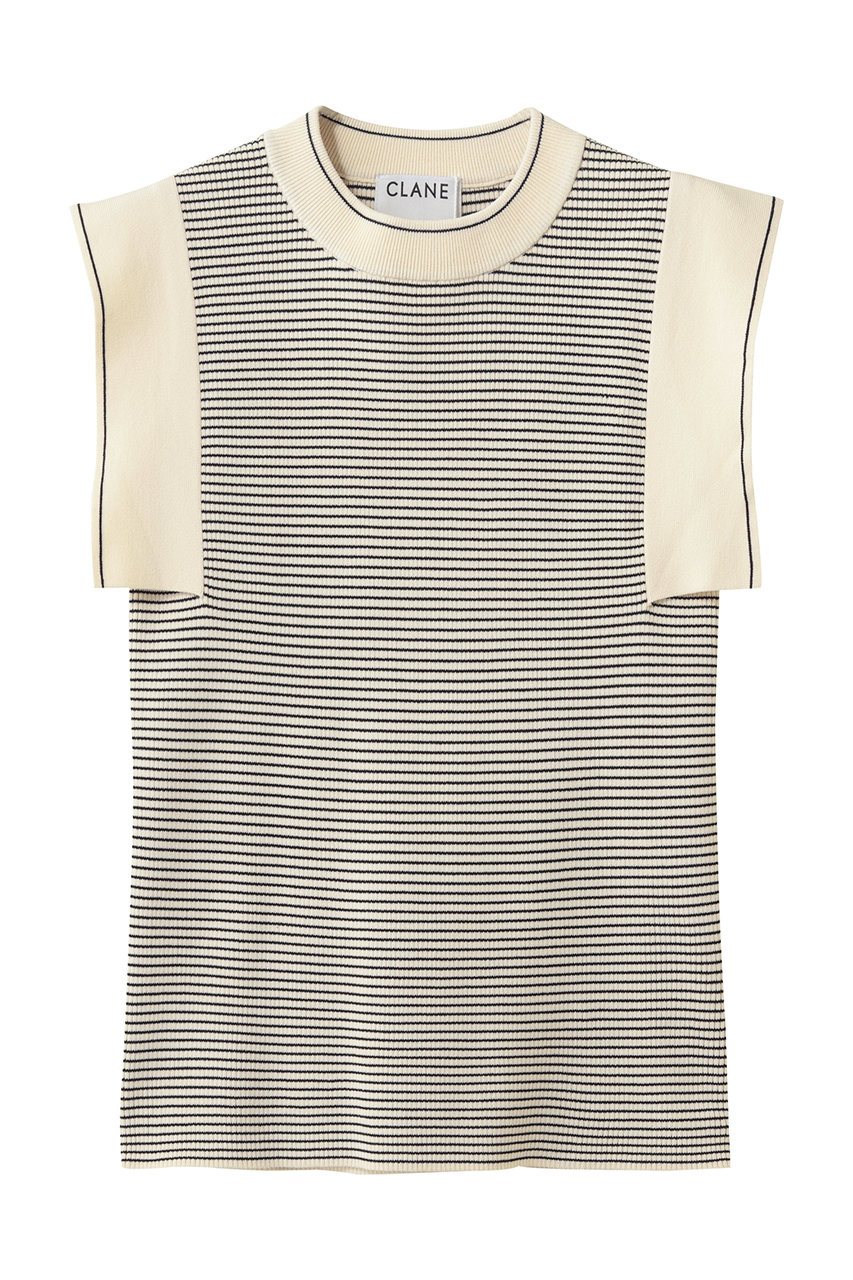 CLANE SQUARE SLEEVE KNIT TOPS (BORDER, 2) クラネ ELLE SHOP