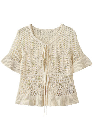クラネ/CLANEのW FACE RIBBON CROCHET KNIT TOPS(110300/110301)