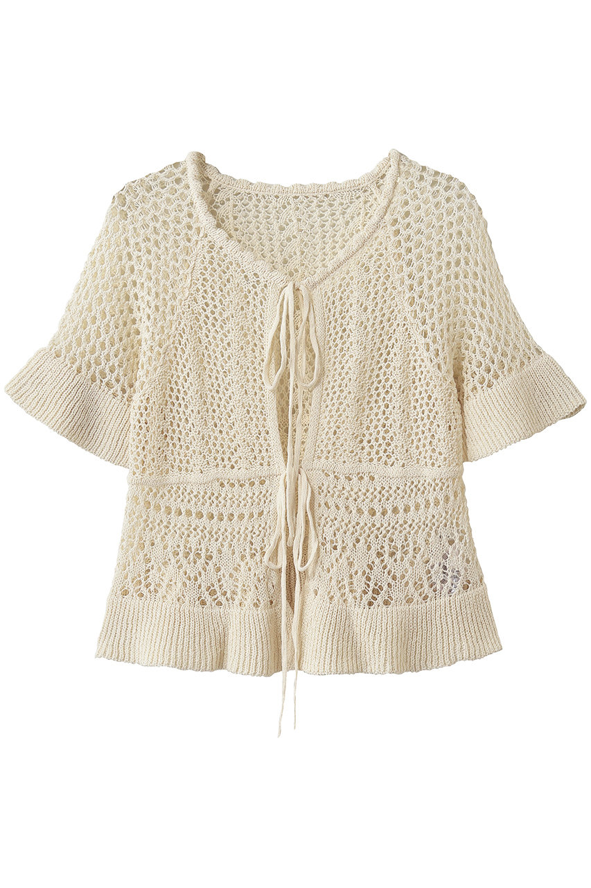 クラネ/CLANEのW FACE RIBBON CROCHET KNIT TOPS(IVORY/10106-2223)