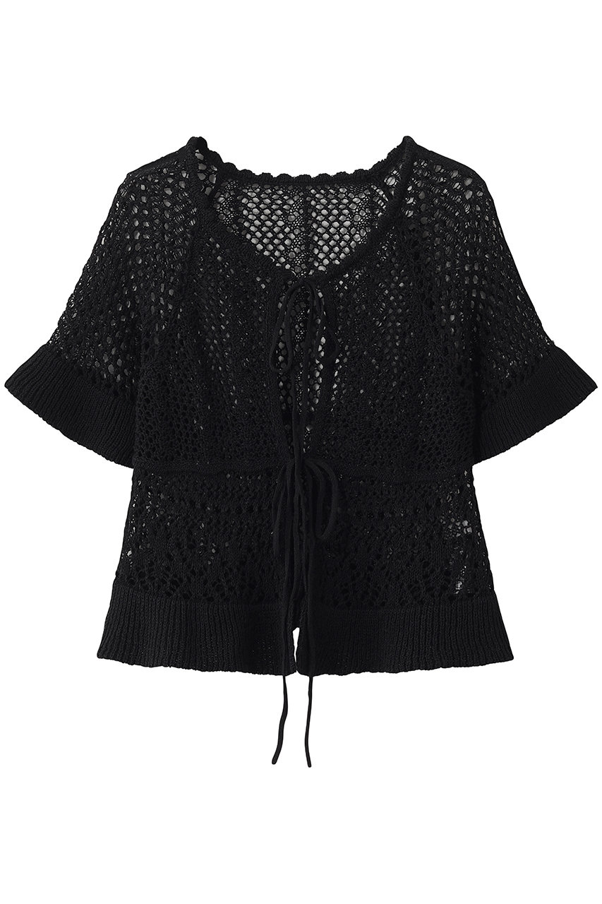 クラネ/CLANEのW FACE RIBBON CROCHET KNIT TOPS(BLACK/10106-2223)