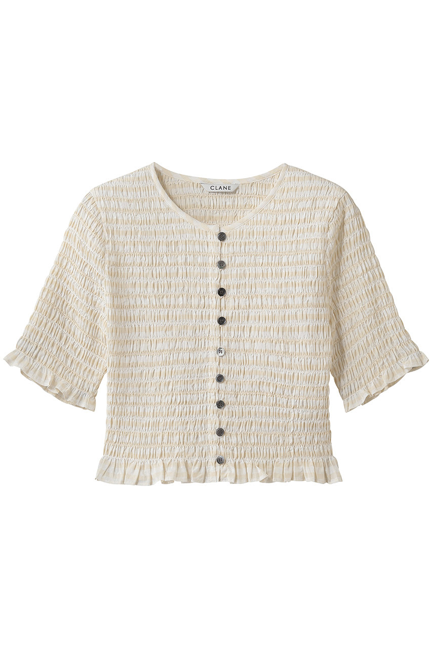 クラネ/CLANEのSHIRRING HALF SLEEVE BLOUSE(IVORY/10122-4253)