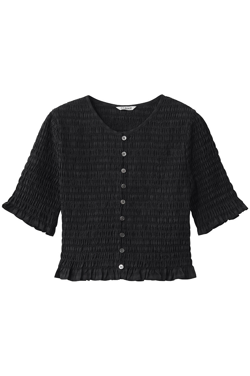 クラネ/CLANEのSHIRRING HALF SLEEVE BLOUSE(BLACK/10122-4253)