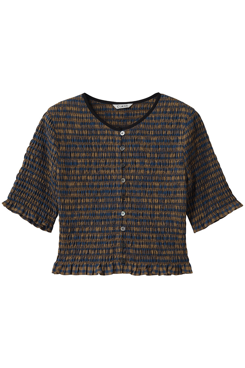 クラネ/CLANEのSHIRRING HALF SLEEVE BLOUSE(MIX/10122-4253)