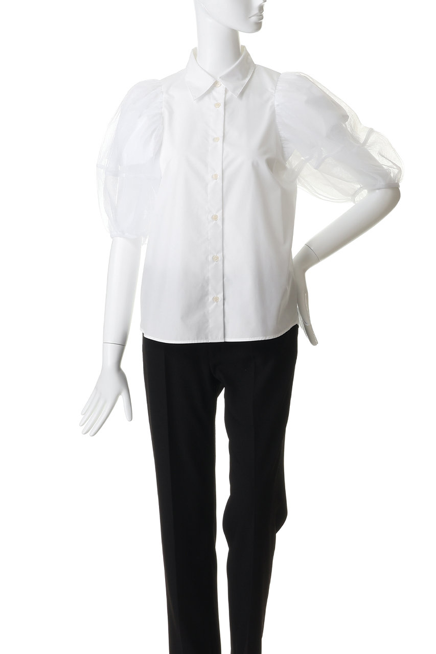 CLANE(クラネ)｜TULLE LAYERED SLEEVE SHIRTS/WHITE の通販｜ELLESHOP