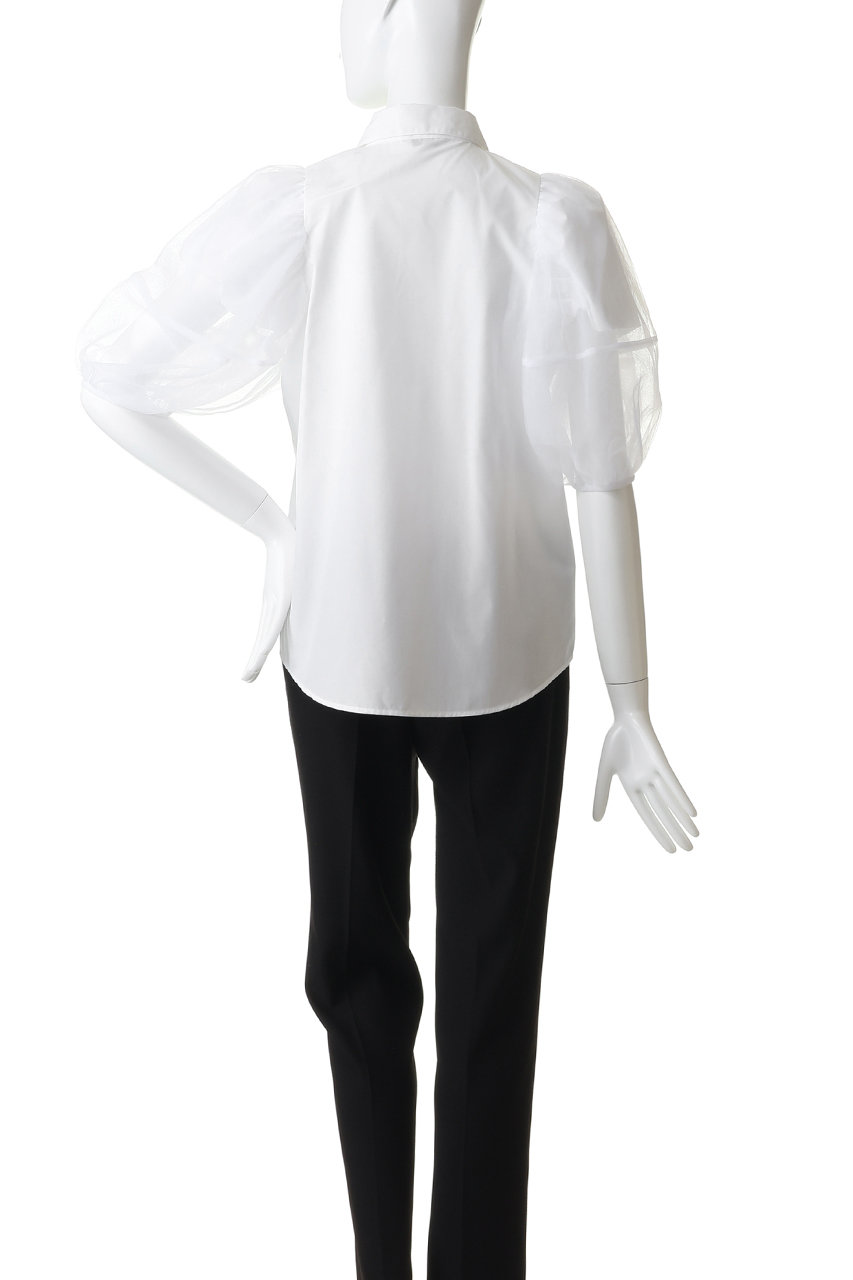 CLANE(クラネ)｜TULLE LAYERED SLEEVE SHIRTS/WHITE の通販｜ELLESHOP