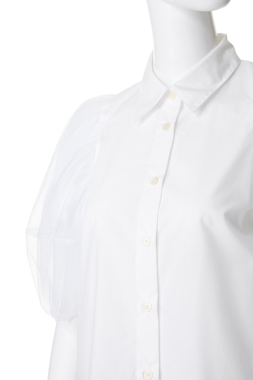 CLANE(クラネ)｜TULLE LAYERED SLEEVE SHIRTS/WHITE の通販｜ELLESHOP