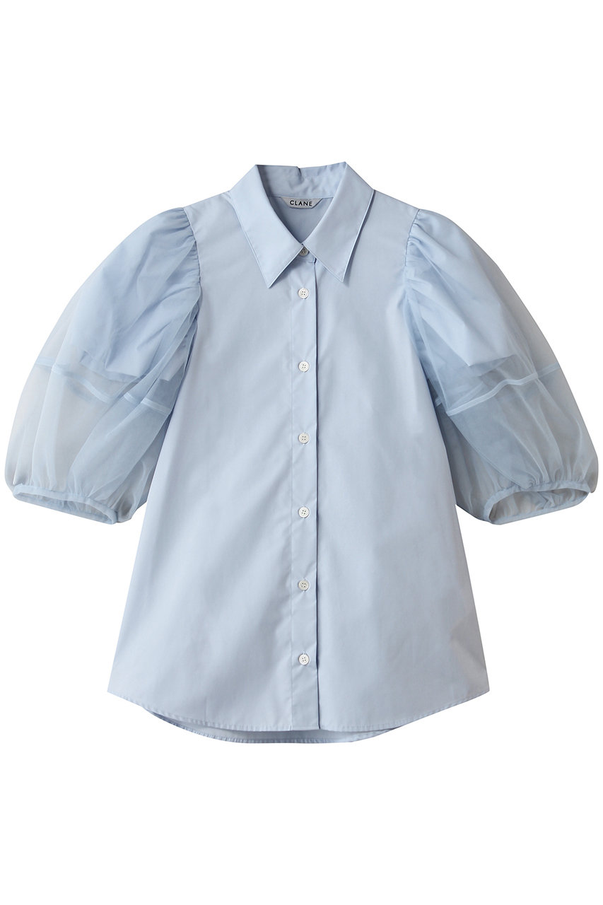 クラネ/CLANEのTULLE LAYERED SLEEVE SHIRTS(SAX/10122-4143)