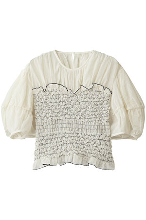 クラネ/CLANEのCOLOR STITCHED SHIRRING TOPS(110400/110402)
